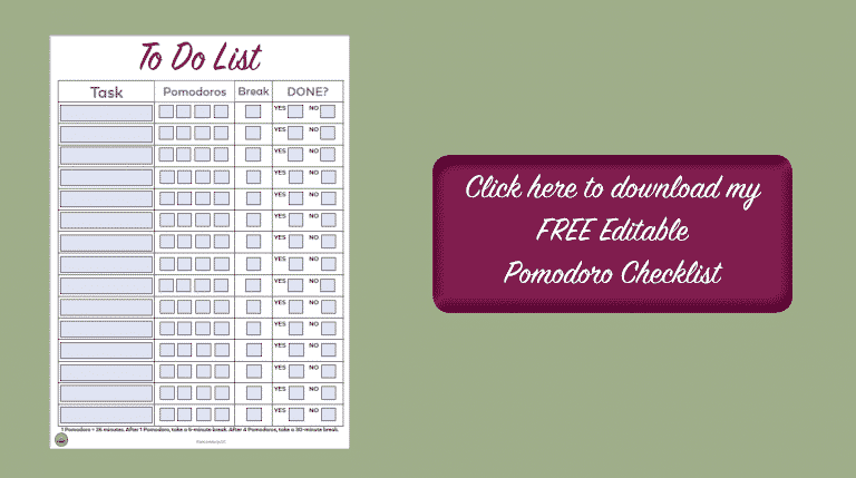 Pomodoro Checklist | Lepre's Learning Log